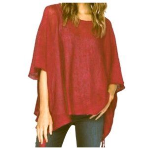 Johnny Was 100% Organic Linen Poncho with Bonus Necklace Size- M/L Rust